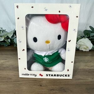 Starbucks Hello Kitty Plush with Red Bow and Green Apron